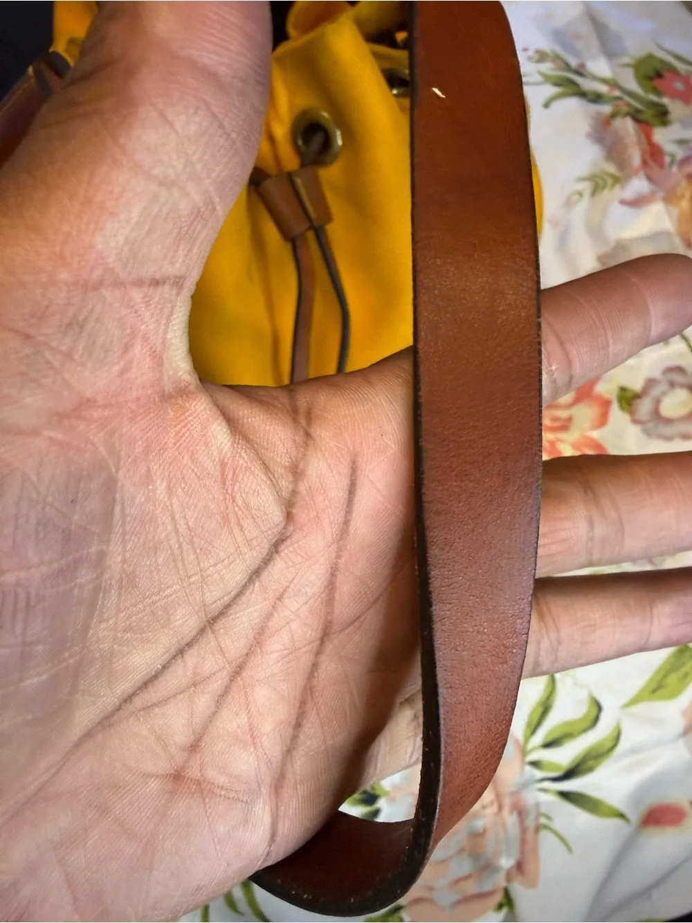 Dooney & Bourke Euc Yellow Canvas Drawstring Bucket Bag